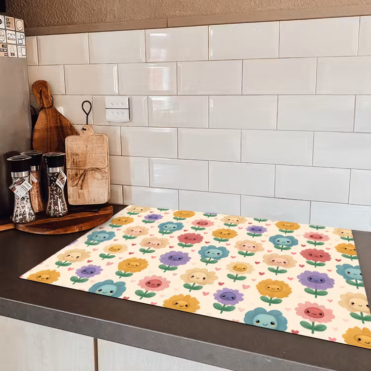 Bloemen - Hartjes - Kleurrijk Inductie beschermer vinyl 3mm klein 276 -sfeer3