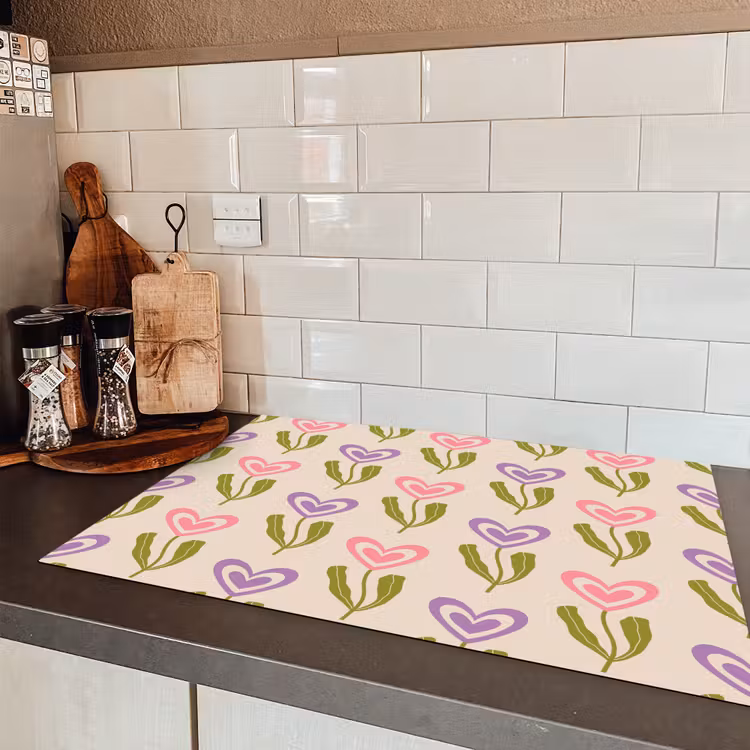 Bloemen - Hartjes - Patroon Inductie beschermer vinyl 3mm klein 276 -sfeer3