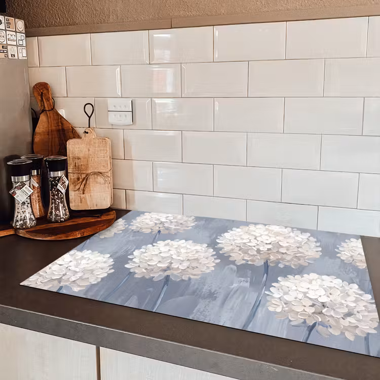 Bloemen - Illustratie - Blauw Inductie beschermer vinyl 3mm klein -sfeer3