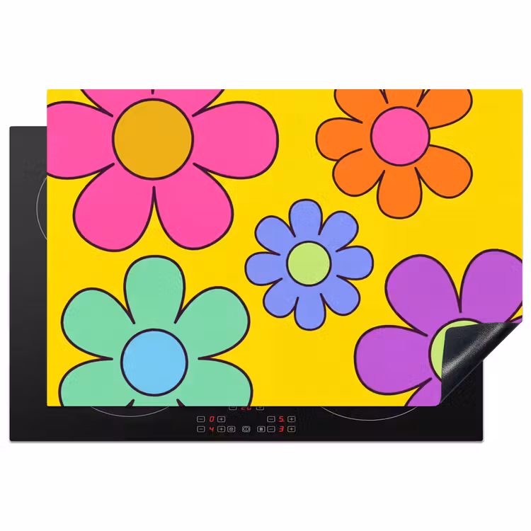 Bloemen - Illustratie - Kleurrijk Inductie beschermer vinyl 3mm klein -3d