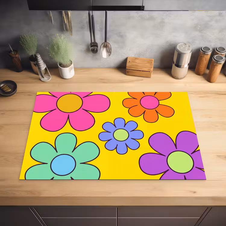 Bloemen - Illustratie - Kleurrijk Inductie beschermer vinyl 3mm klein -sfeer5
