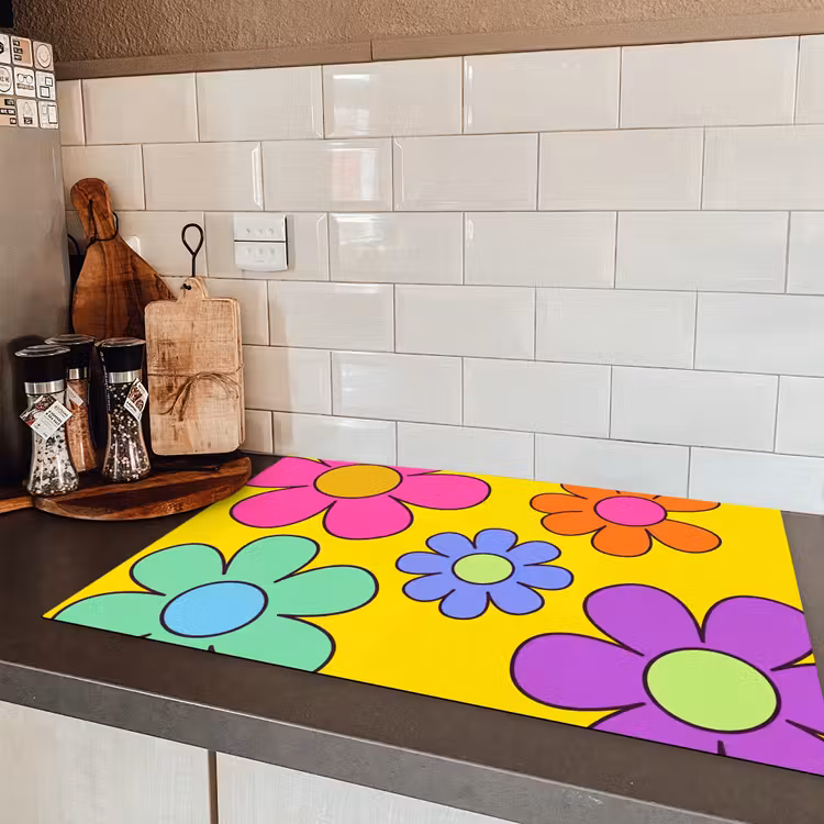 Bloemen - Illustratie - Kleurrijk Inductie beschermer vinyl 3mm klein -sfeer3