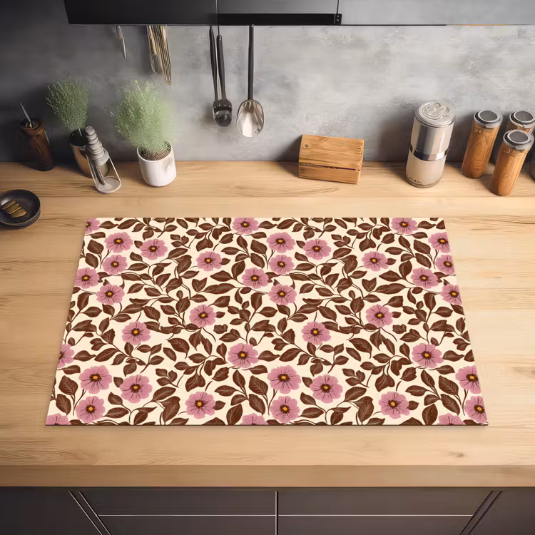 Bloemen - Bladeren - Kleurrijk Inductie beschermer vinyl 3mm klein 276 -sfeer5
