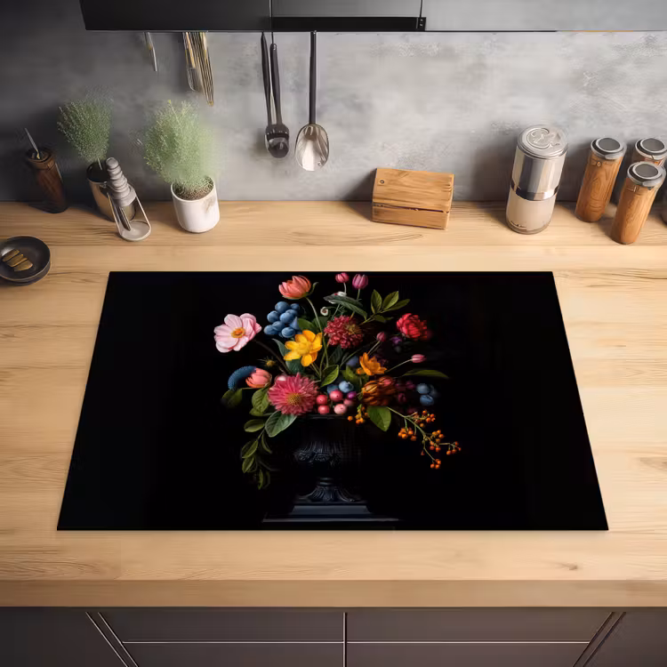 Bloemen - Vrolijk - Vaas Inductie beschermer vinyl 3mm klein -sfeer5