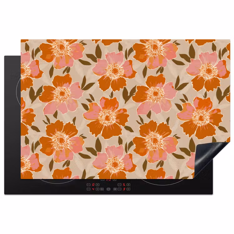 Bloemen - Motief - Retro Inductie beschermer vinyl 3mm klein 276 -3d
