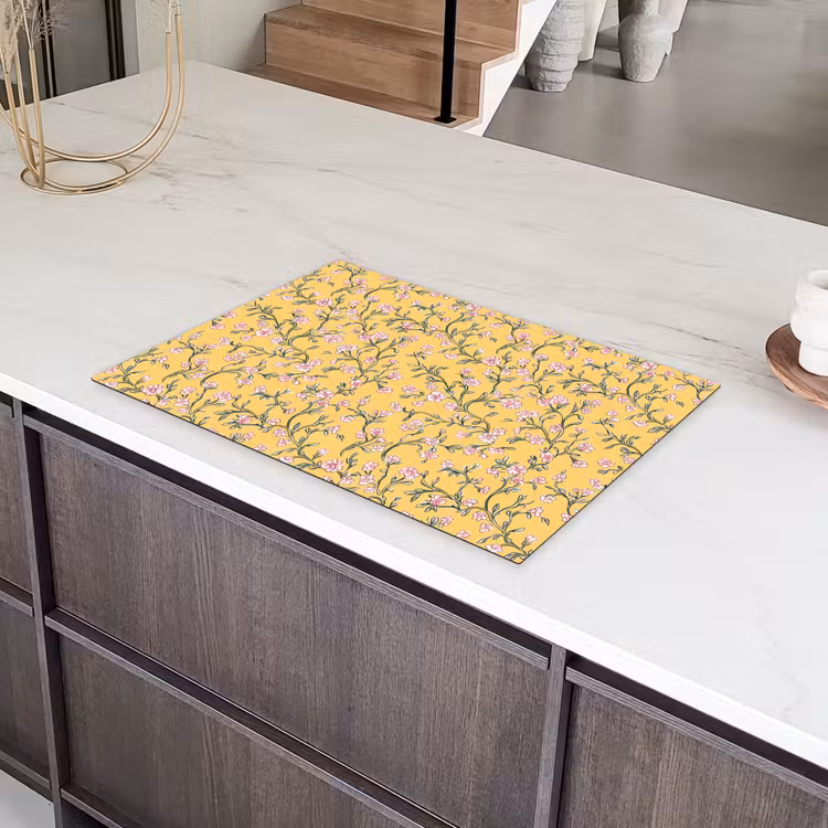 Bloemen - Motief - Geel Inductie beschermer vinyl 3mm klein 276 -sfeer8