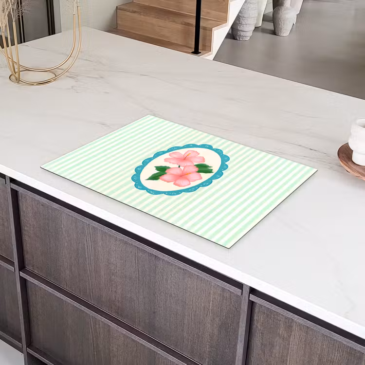 Bloemen - Ovaal - Strepen - Groen Inductie beschermer vinyl 3mm klein -sfeer8