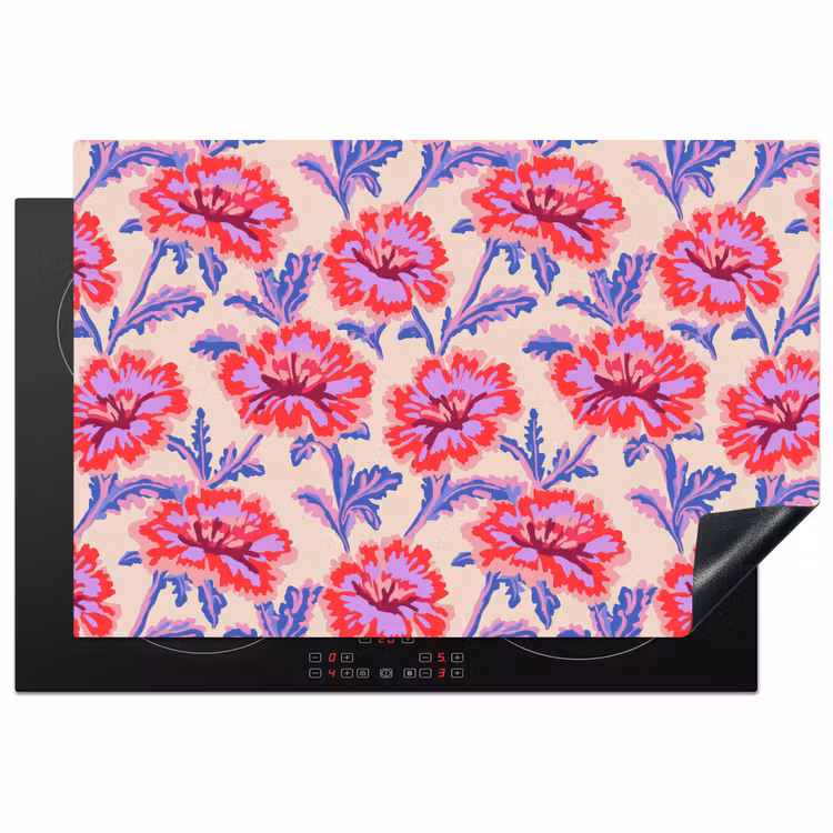 Bloemen - Patroon - Meerkleurig Inductie beschermer vinyl 3mm klein 276 -3d