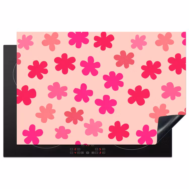 Bloemen - Patroon - Roze Inductie beschermer vinyl 3mm klein -3d