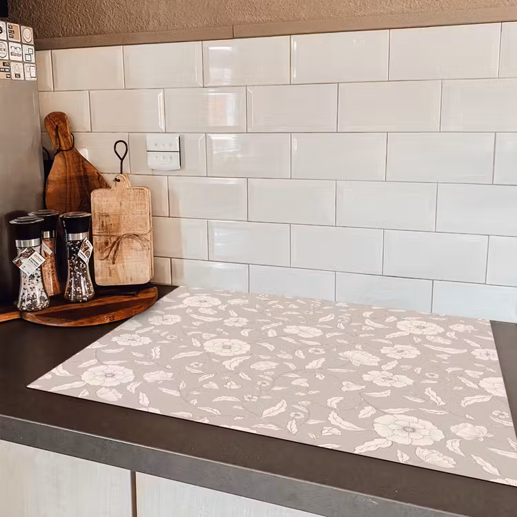 Bloemen - Blaadjes - Patroon Inductie beschermer vinyl 3mm klein 276 -sfeer3