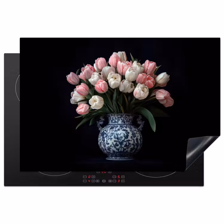Bloemen - Roze - Tulpen - Vaas Inductie beschermer vinyl 3mm klein -3d