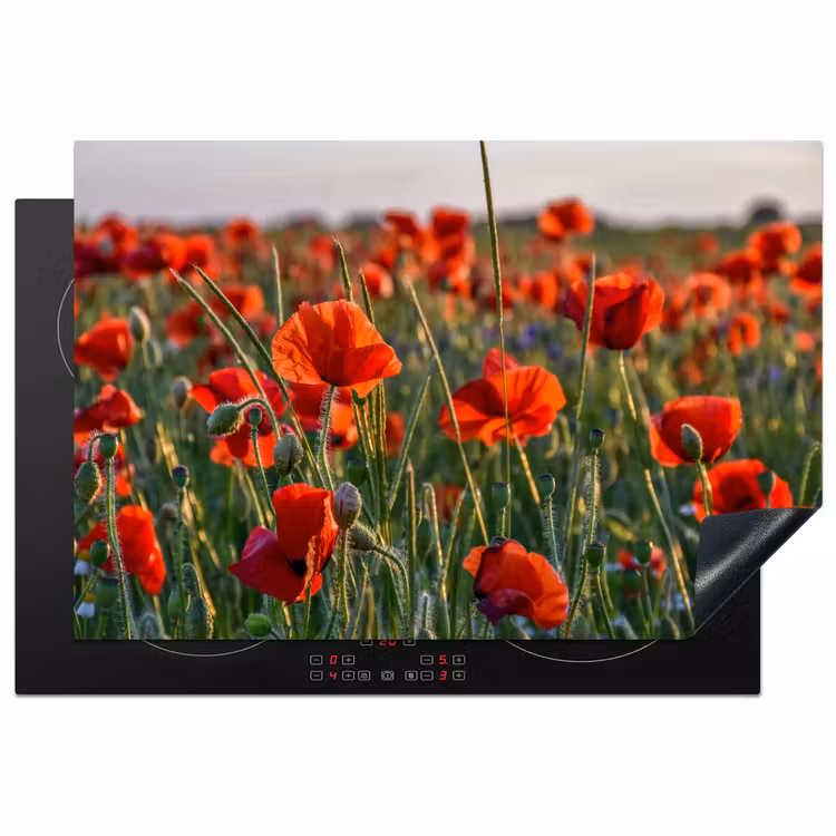 Bloemen - Klaprozen - Natuur - Rood Inductie beschermer vinyl 3mm klein -3d