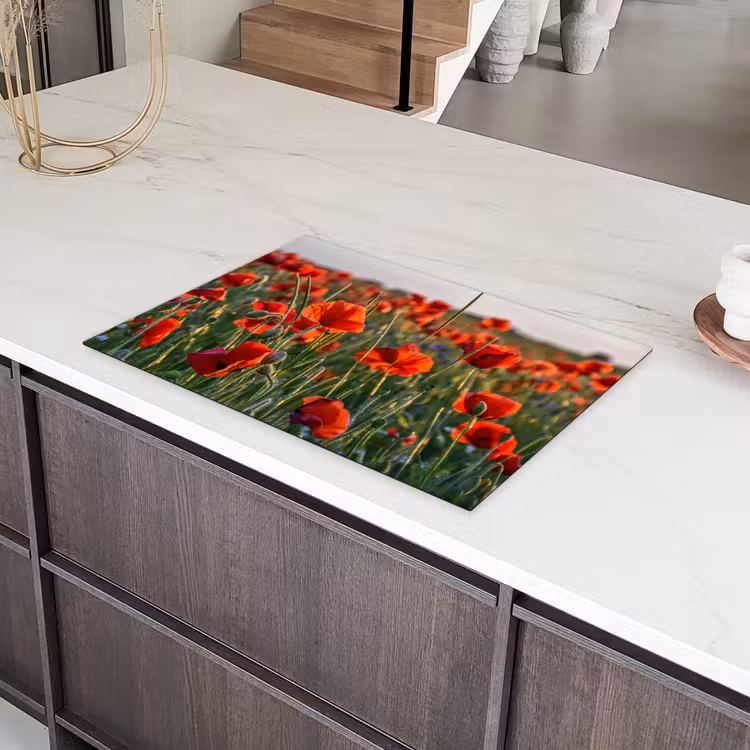 Bloemen - Klaprozen - Natuur - Rood Inductie beschermer vinyl 3mm klein -sfeer8