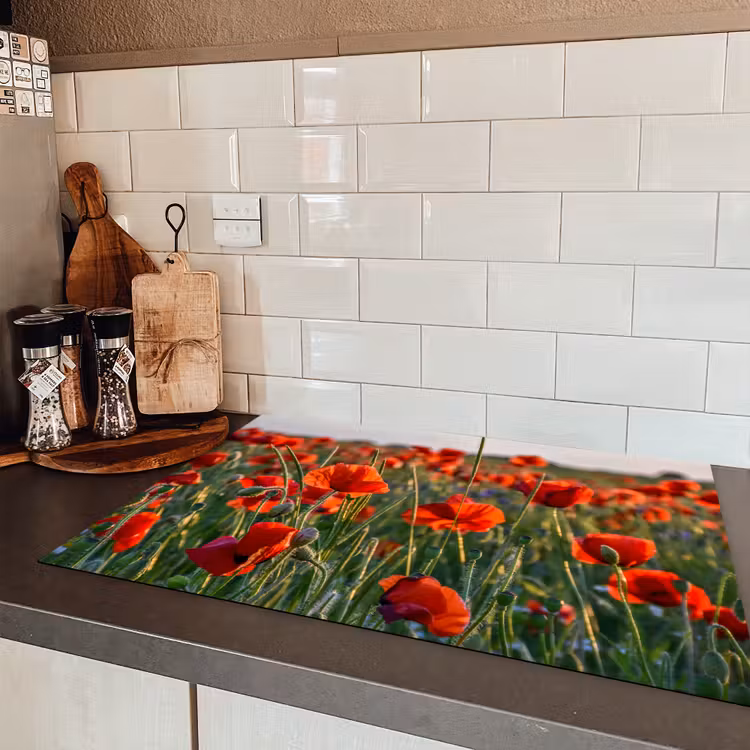 Bloemen - Klaprozen - Natuur - Rood Inductie beschermer vinyl 3mm klein -sfeer3