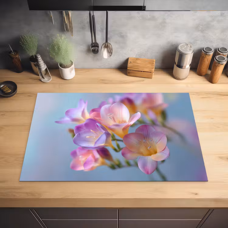 Bloemen - Paars - Overloop - Meeldraden Inductie beschermer vinyl 3mm klein -sfeer5