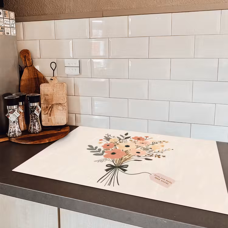 Bloemen - Quote - Beige - Lint Inductie beschermer vinyl 3mm klein -sfeer3