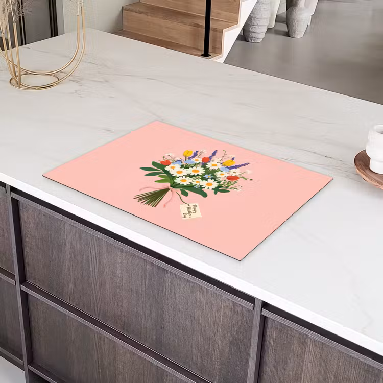 Bloemen - Lint - Kaartje Inductie beschermer vinyl 3mm klein -sfeer8