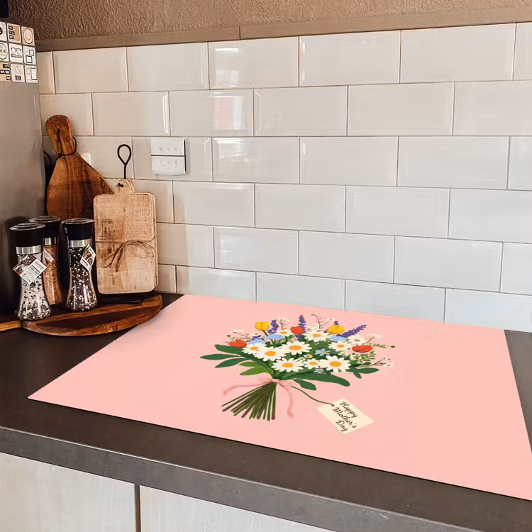 Bloemen - Lint - Kaartje Inductie beschermer vinyl 3mm klein -sfeer3