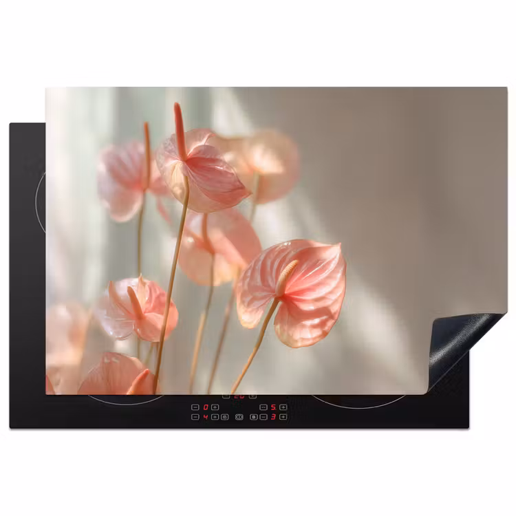 Bloemen - Stelen - Roze - Schaduw Inductie beschermer vinyl 3mm klein -3d