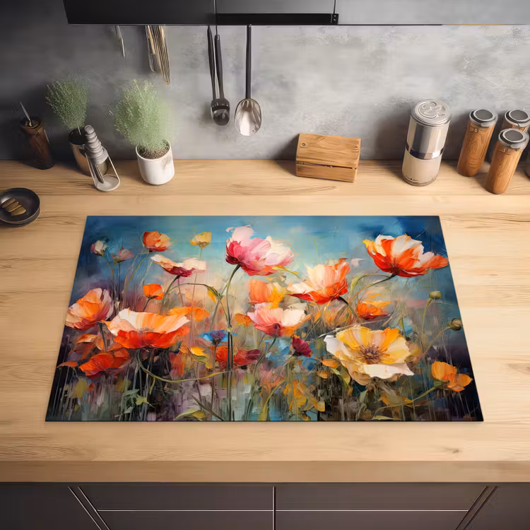 Bloemen - Watercolor - Kunst - Botanisch - Natuur Inductie beschermer vinyl 3mm klein -sfeer5