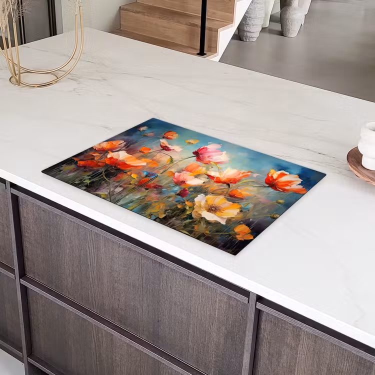 Bloemen - Watercolor - Kunst - Botanisch - Natuur Inductie beschermer vinyl 3mm klein -sfeer8