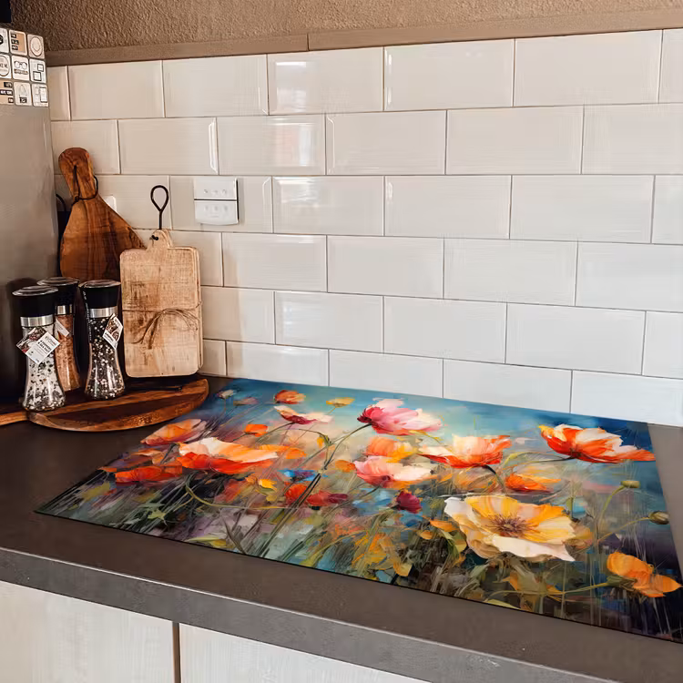 Bloemen - Watercolor - Kunst - Botanisch - Natuur Inductie beschermer vinyl 3mm klein -sfeer3