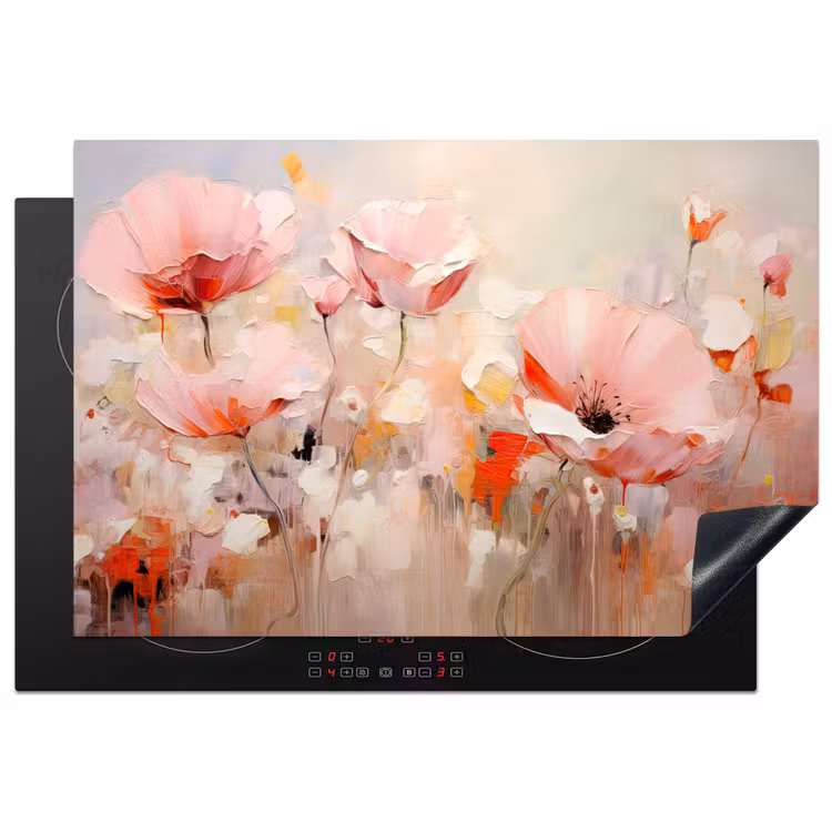 Bloemen - Watercolor - Roze - Abstract - Kunst Inductie beschermer vinyl 3mm klein -3d