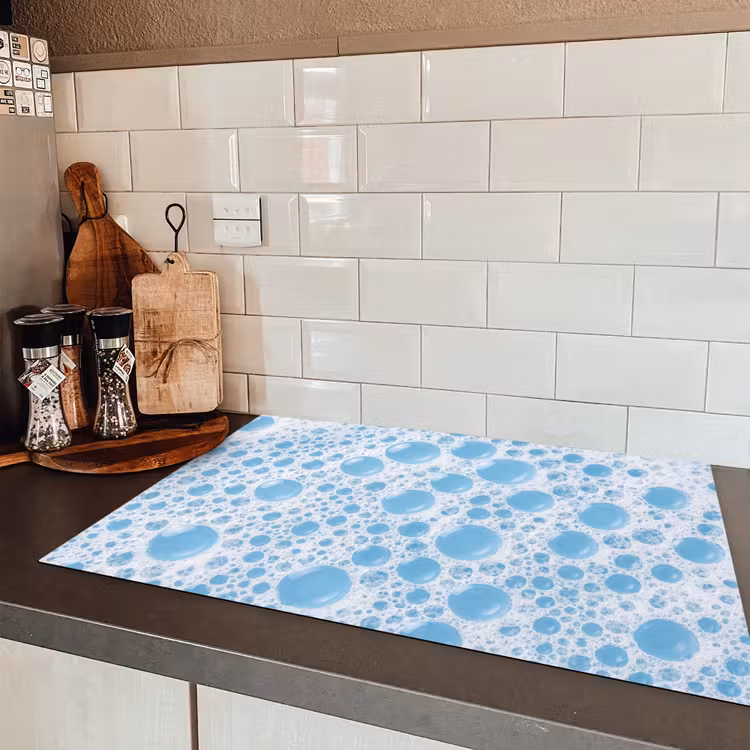 Schuim - Bubbels - Blauw Inductie beschermer vinyl 3mm klein -sfeer3
