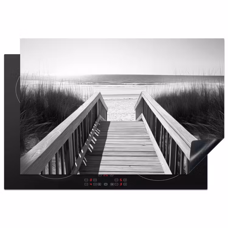Loopbrug - Hout - Strand - Zee Inductie beschermer vinyl 3mm klein -3d