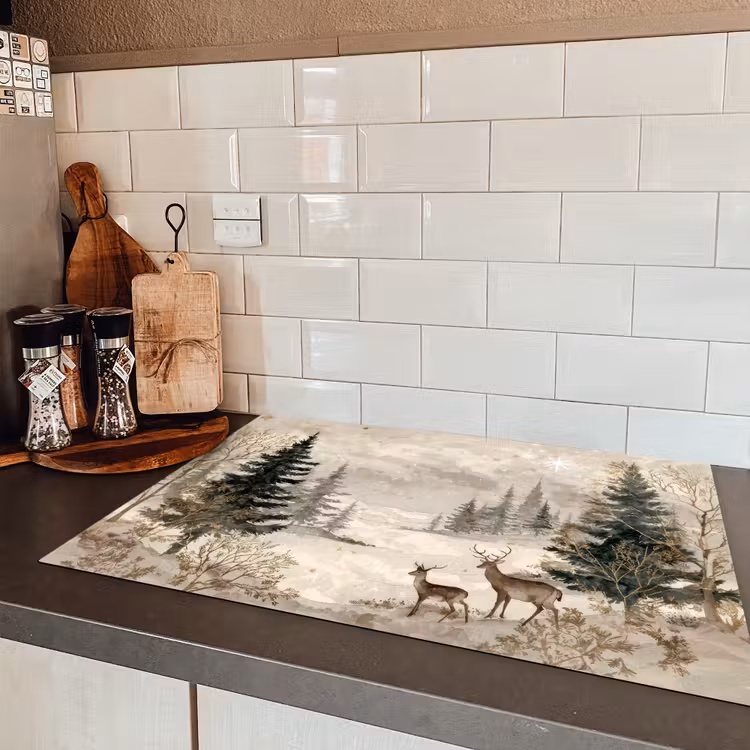 Bos - Herten - Winter - Sneeuw Inductie beschermer vinyl 3mm klein -sfeer3