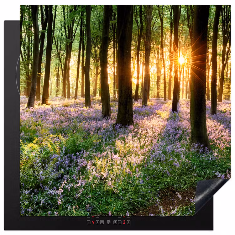 Bos - Bloemen - Lavendel - Zon - Paars - Natuur Inductie beschermer vinyl 3mm middel -3d