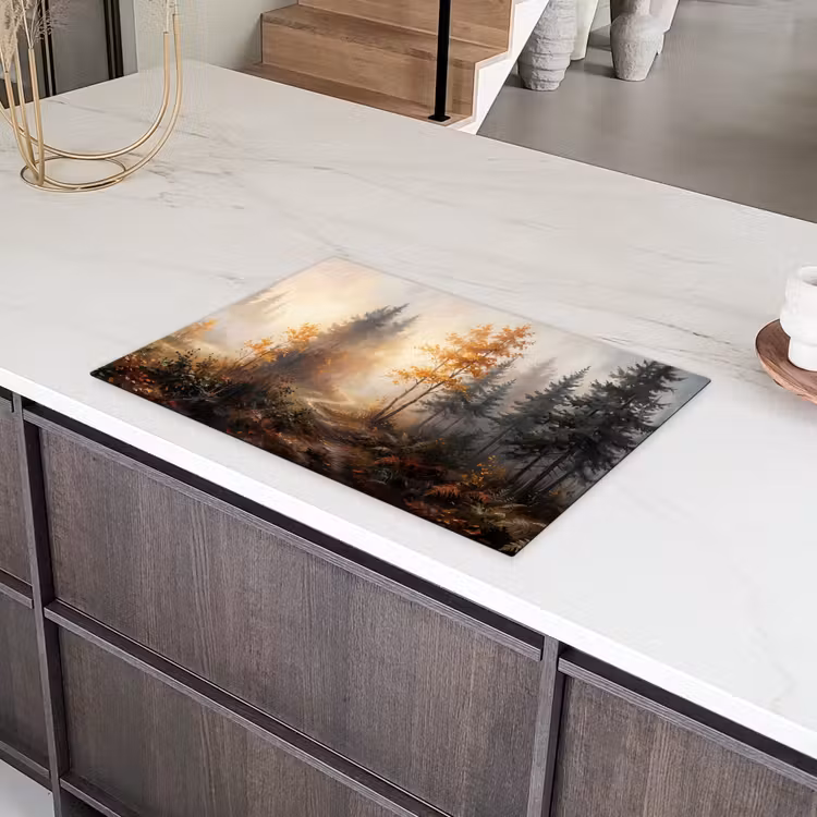 Bospad - Herfstbladeren - Natuur - Schilderachtig - Oranje Inductie beschermer vinyl 3mm klein -sfeer8