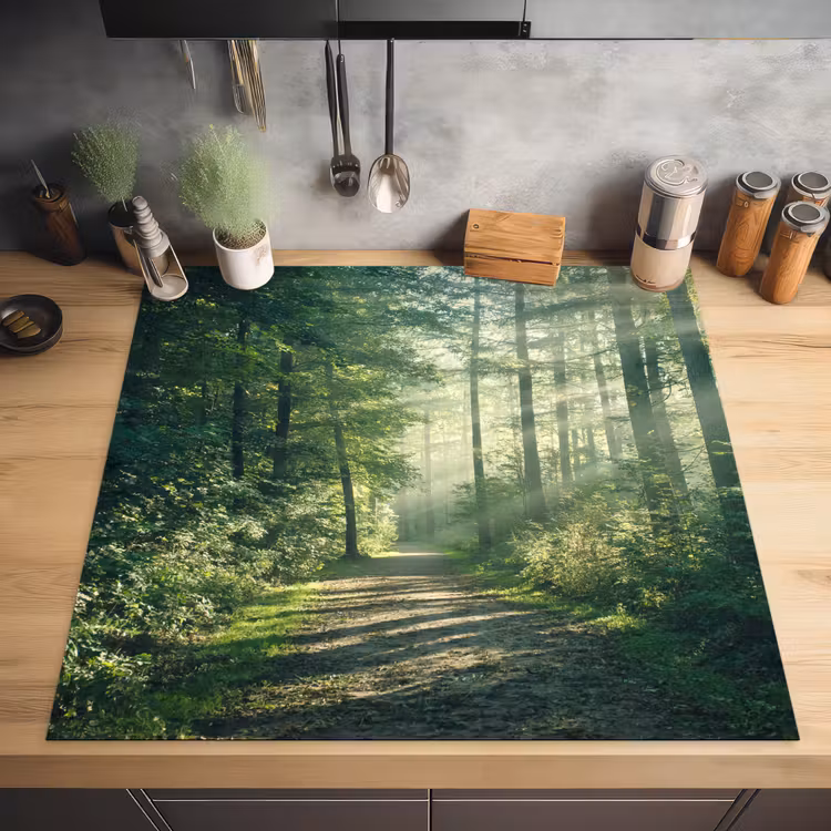 Bos - Pad - Zon - Bomen - Groen - Natuur Inductie beschermer vinyl 3mm middel -sfeer5