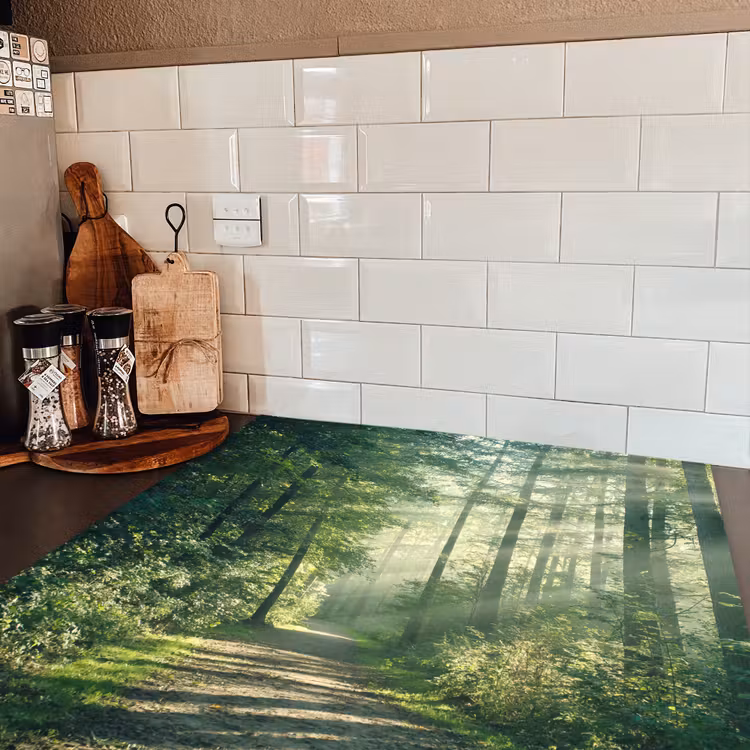 Bos - Pad - Zon - Bomen - Groen - Natuur Inductie beschermer vinyl 3mm middel -sfeer3
