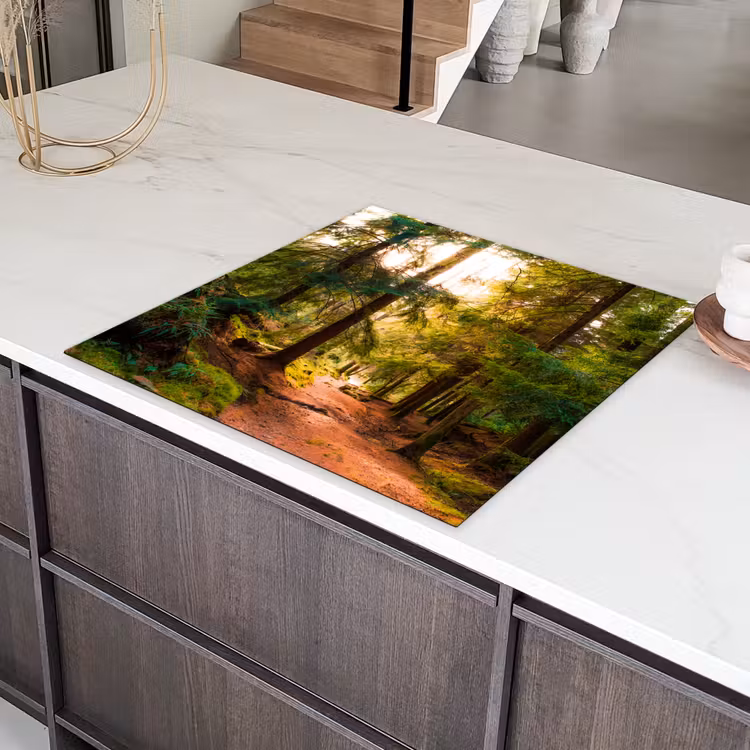 Bos - Pad - Bomen - Groen - Zon - Natuur Inductie beschermer vinyl 3mm middel -sfeer8