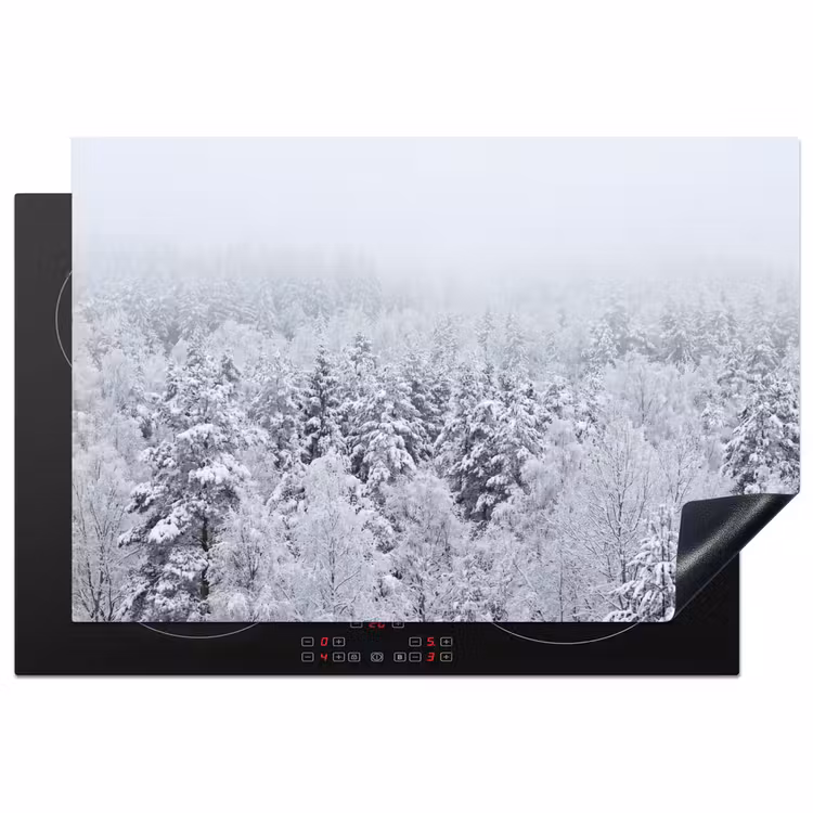Bos - Sneeuw - Winter - Natuur - Wit Inductie beschermer vinyl 3mm klein -3d