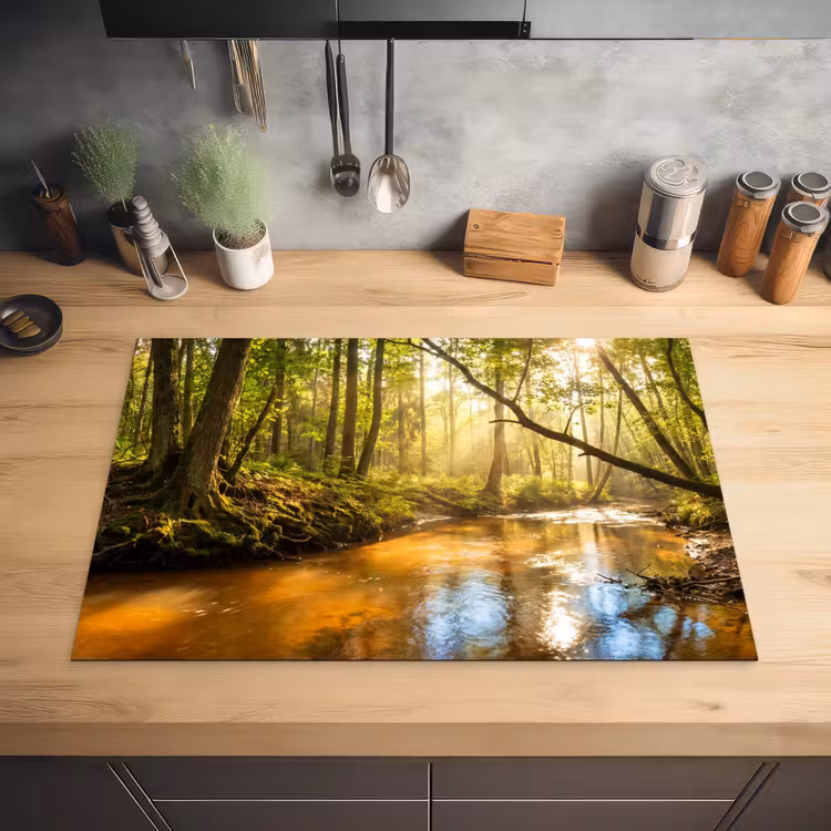 Bos - Beek - Zonlicht - Natuur - Groen Inductie beschermer vinyl 3mm klein -sfeer5
