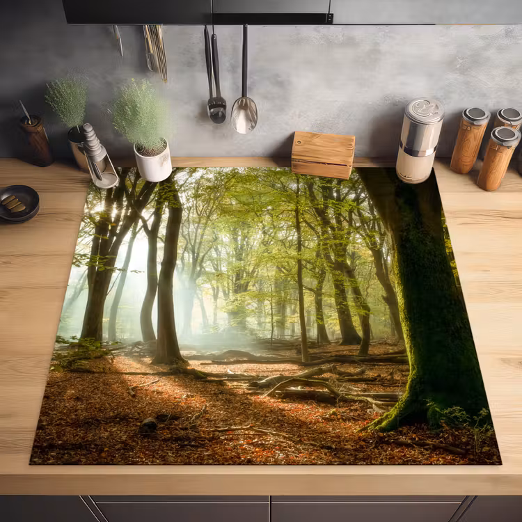 Bos - Zon - Seizoenen - Landschap Inductie beschermer vinyl 3mm middel -sfeer5