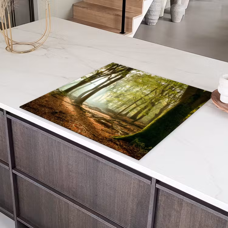 Bos - Zon - Seizoenen - Landschap Inductie beschermer vinyl 3mm middel -sfeer8