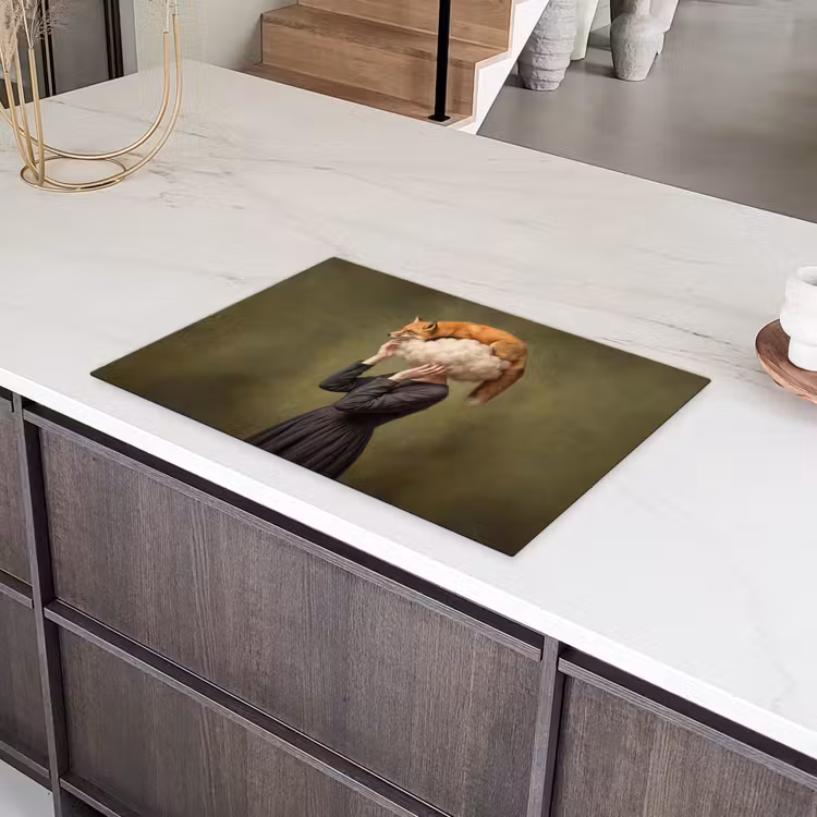 Vos - Surrealistisch - Groen Inductie beschermer vinyl 3mm klein -sfeer8