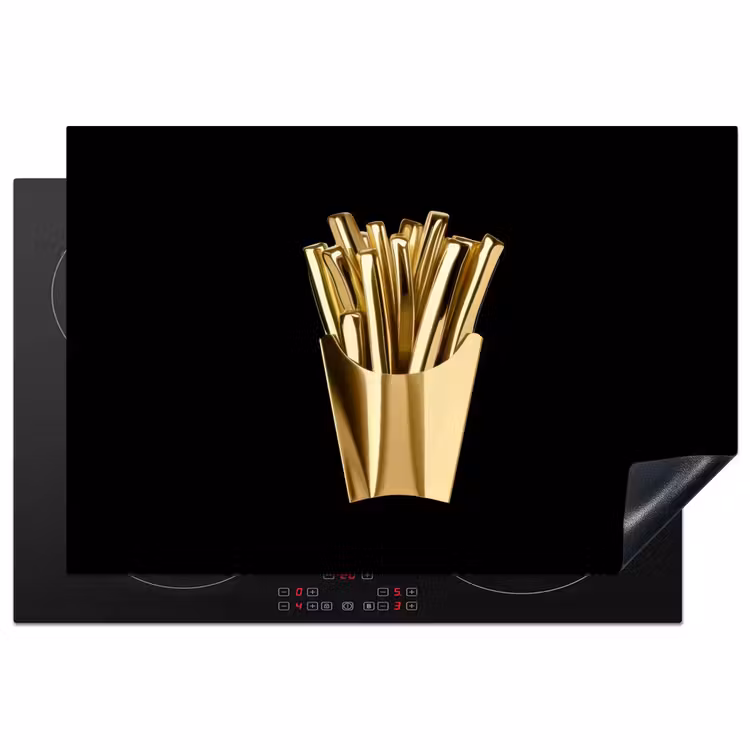 Friet - Goud - Chrome - Eten Inductie beschermer vinyl 3mm klein -3d