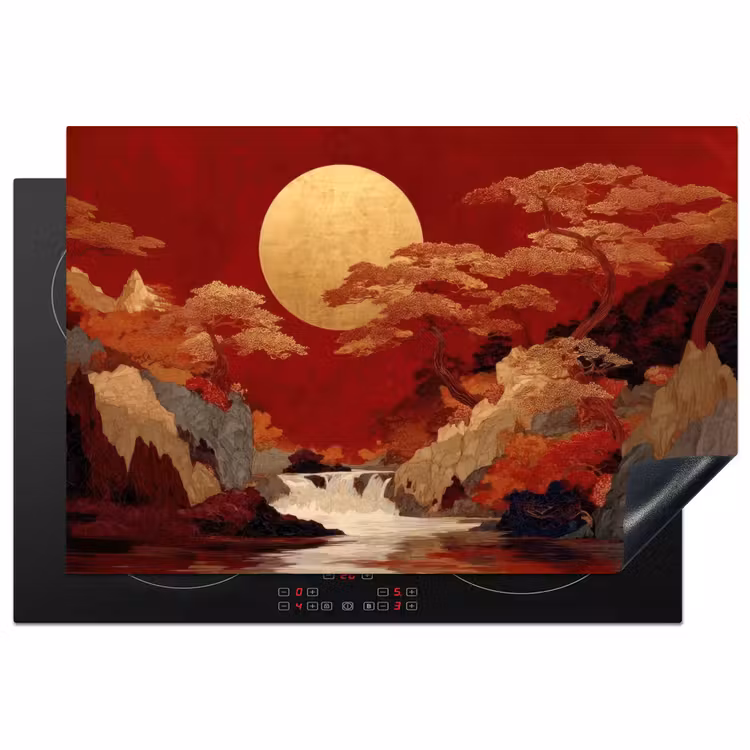 Volle maan - Landschap - Waterval Inductie beschermer vinyl 3mm klein -3d