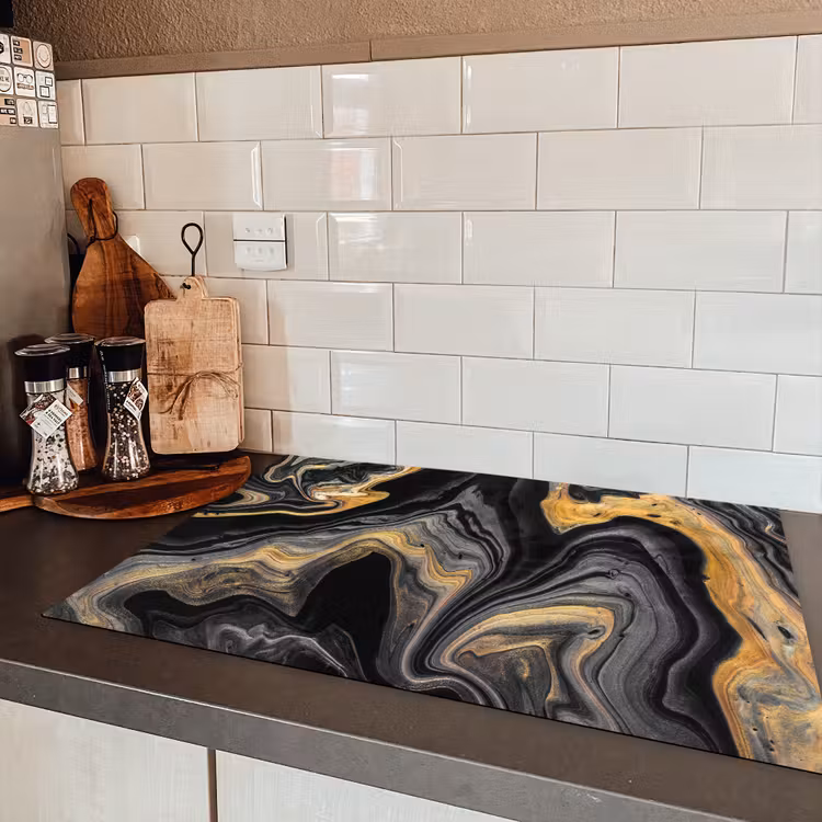 Versmelting van Zwart en Goud Inductie beschermer vinyl 3mm klein -sfeer3