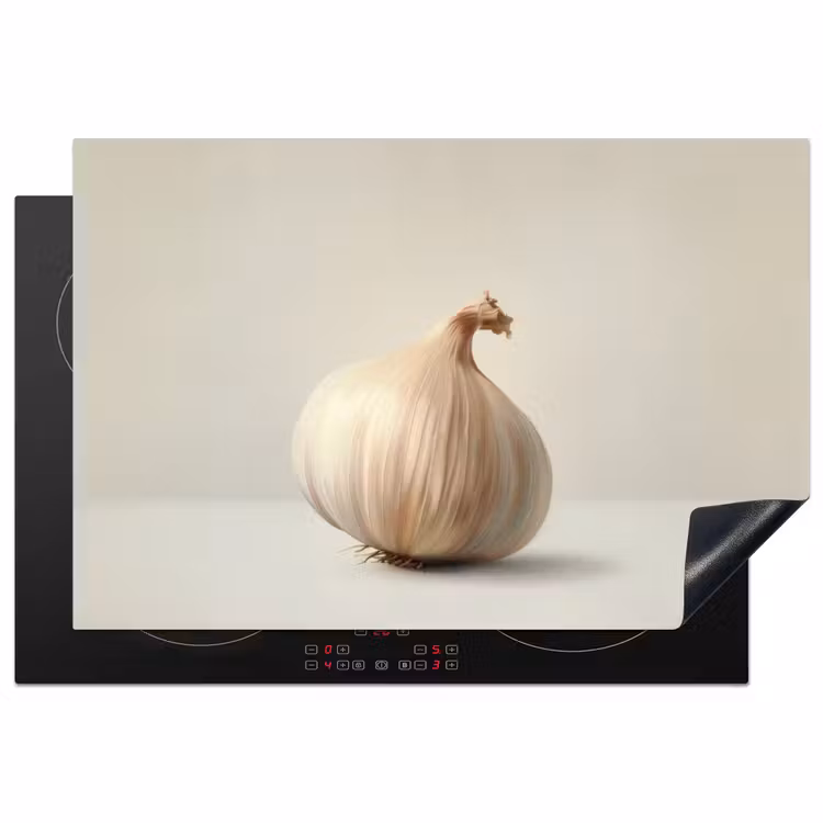 Knoflook - Natuurlijk - Beige Inductie beschermer vinyl 3mm klein -3d