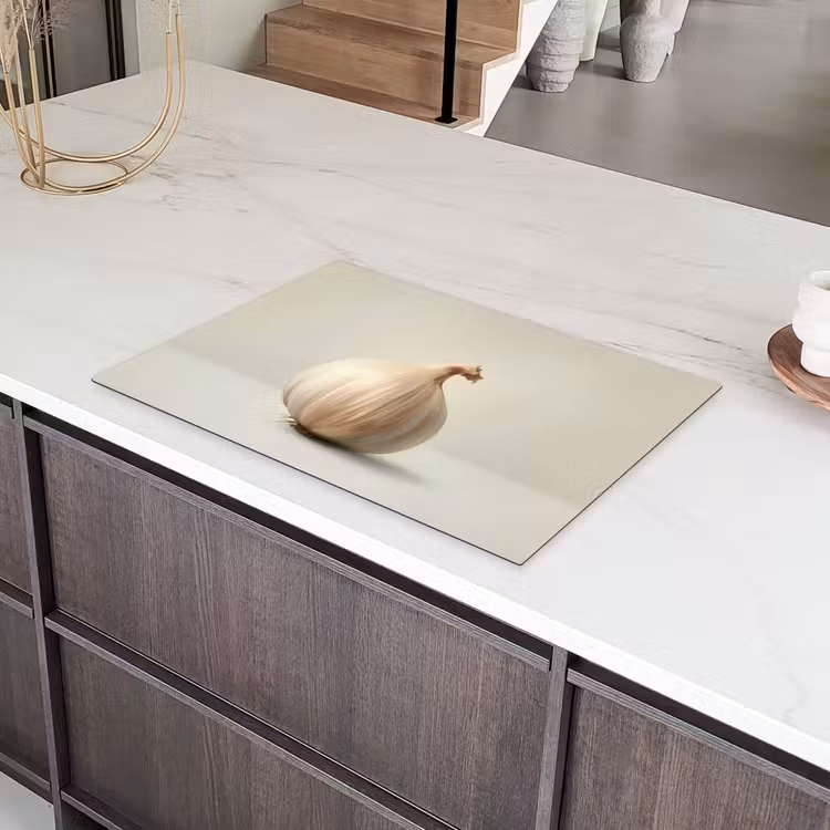 Knoflook - Natuurlijk - Beige Inductie beschermer vinyl 3mm klein -sfeer8