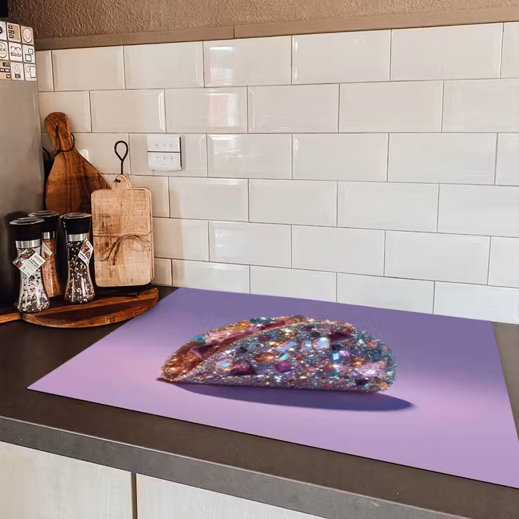 Edelstenen - Glitters - Paars - Kleurrijk Inductie beschermer vinyl 3mm klein -sfeer3