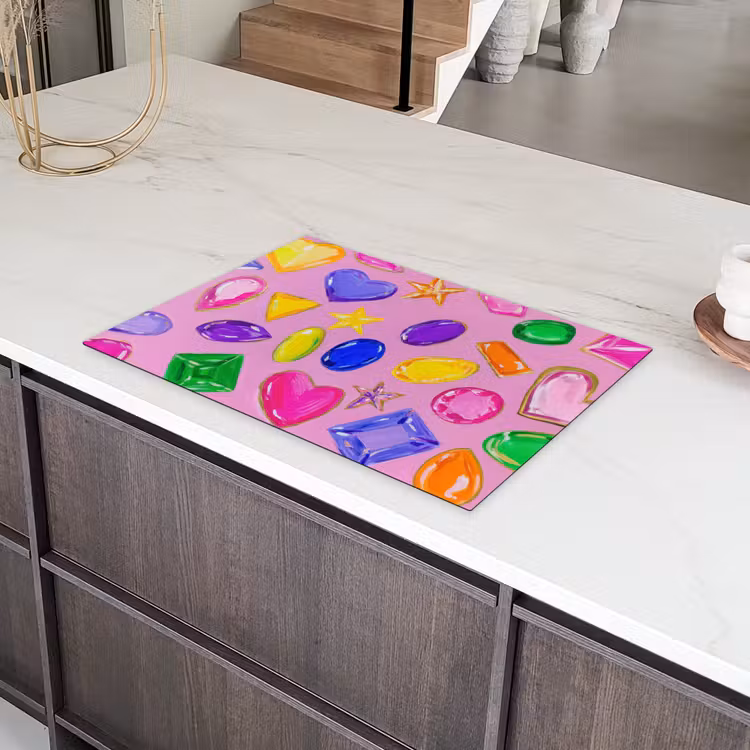 Edelstenen - Vormen - Hartje - Kleurrijk Inductie beschermer vinyl 3mm klein -sfeer8