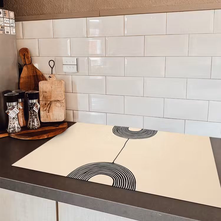 Geometrische bogen - Minimalistisch - Symmetrisch Inductie beschermer vinyl 3mm klein -sfeer3