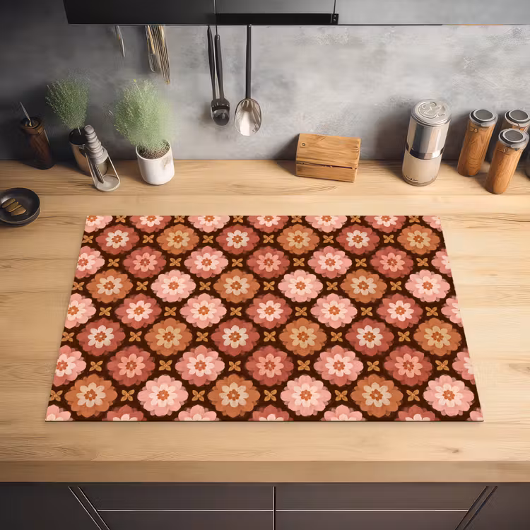 Geometrisch - Bloemen - Kleurrijk Inductie beschermer vinyl 3mm klein 276 -sfeer5