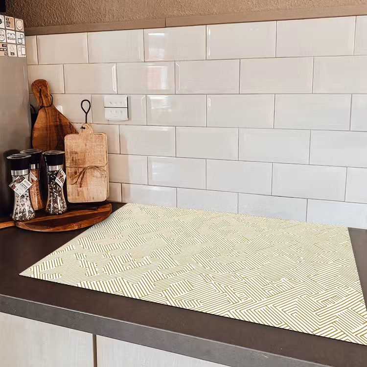 Geometrisch - Lijnen - Groen Inductie beschermer vinyl 3mm klein 276 -sfeer3